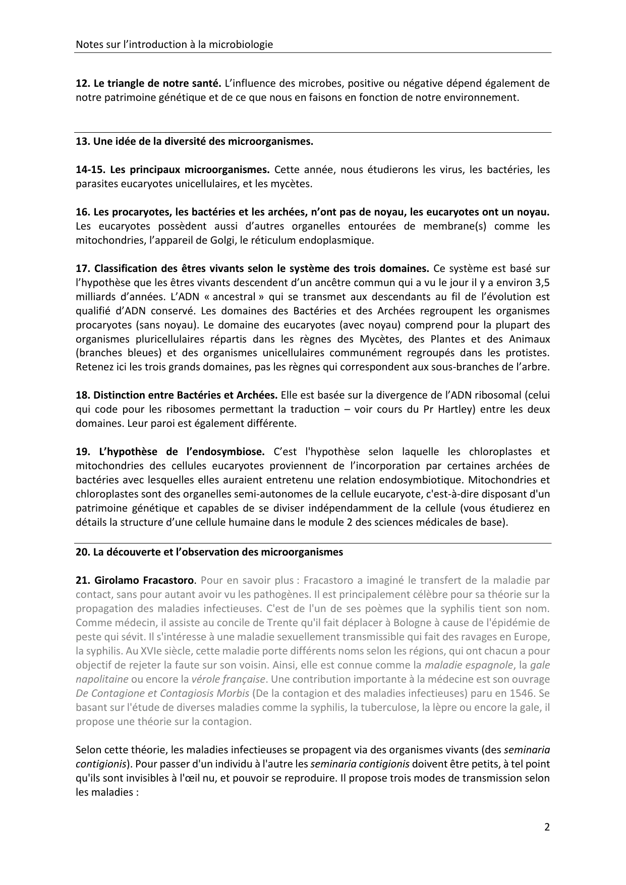 Introduction à la microbiologie — notes page 2