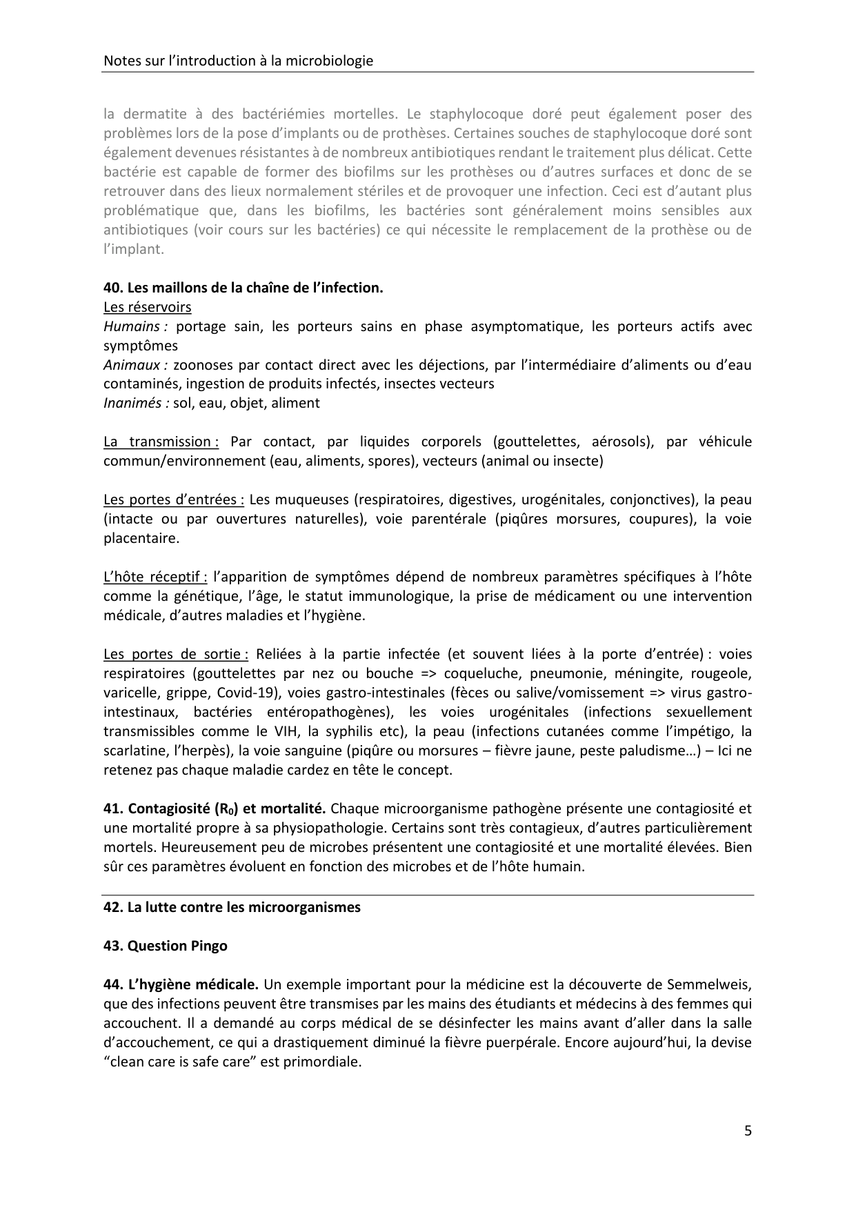 Introduction à la microbiologie — notes page 5