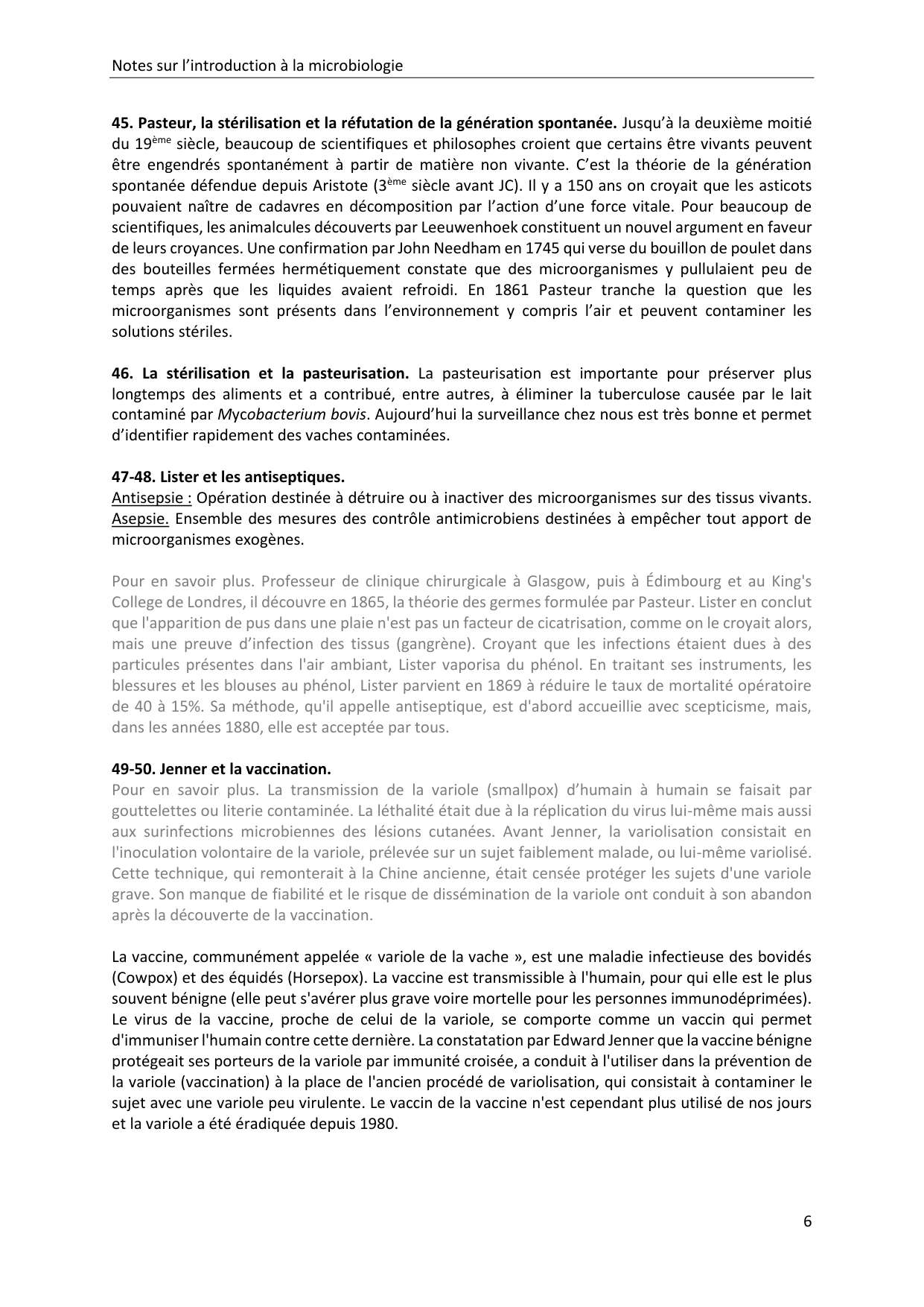 Introduction à la microbiologie — notes page 6