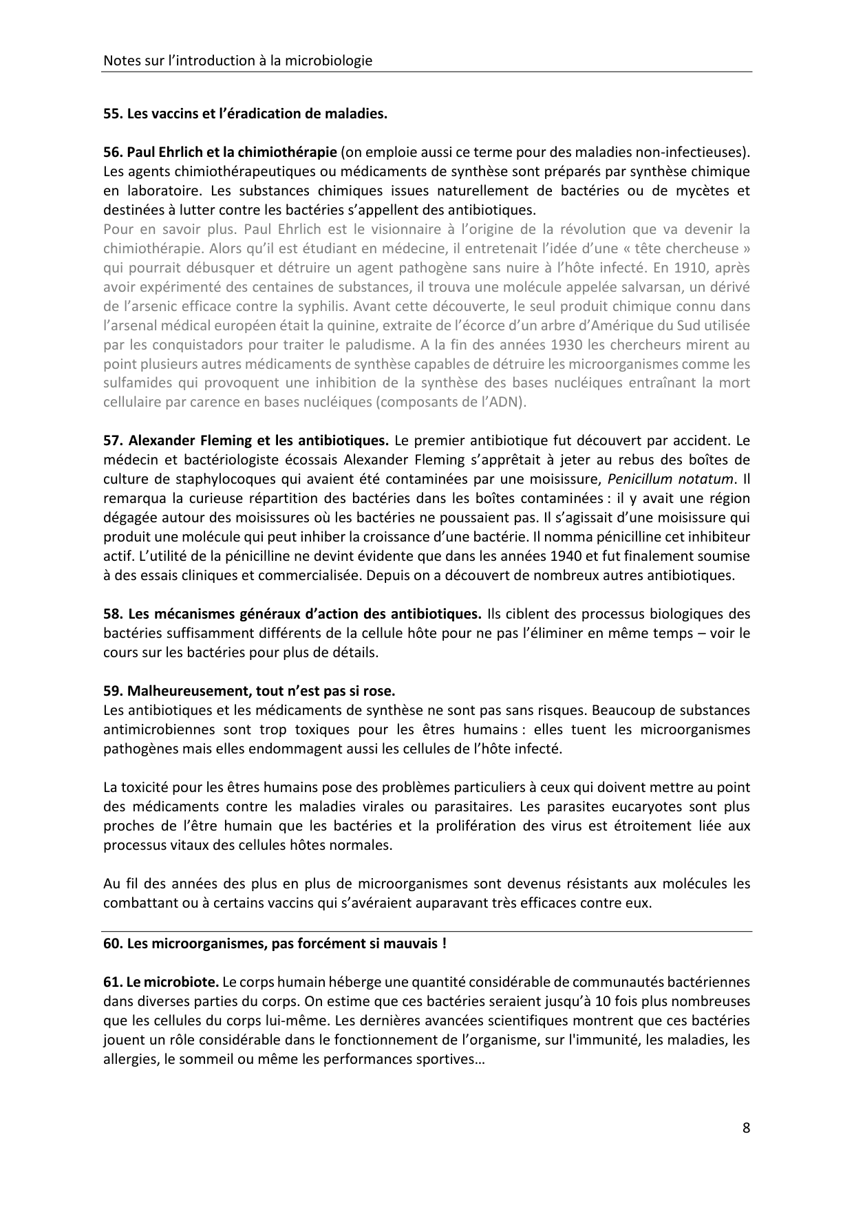 Introduction à la microbiologie — notes page 8