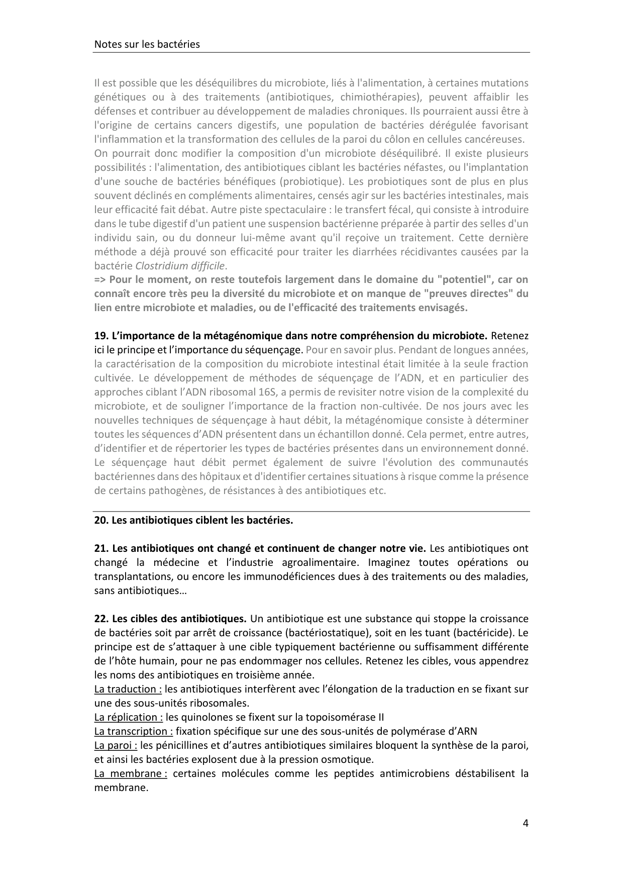 Les bactéries — notes page 4
