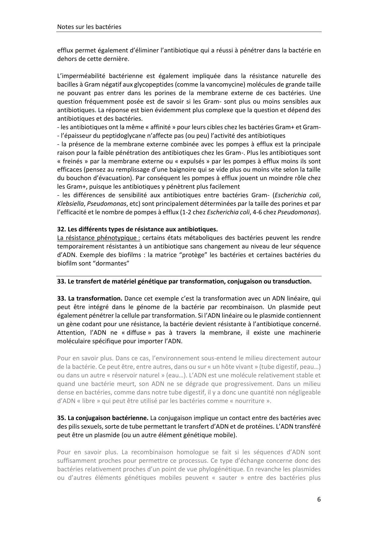 Les bactéries — notes page 6