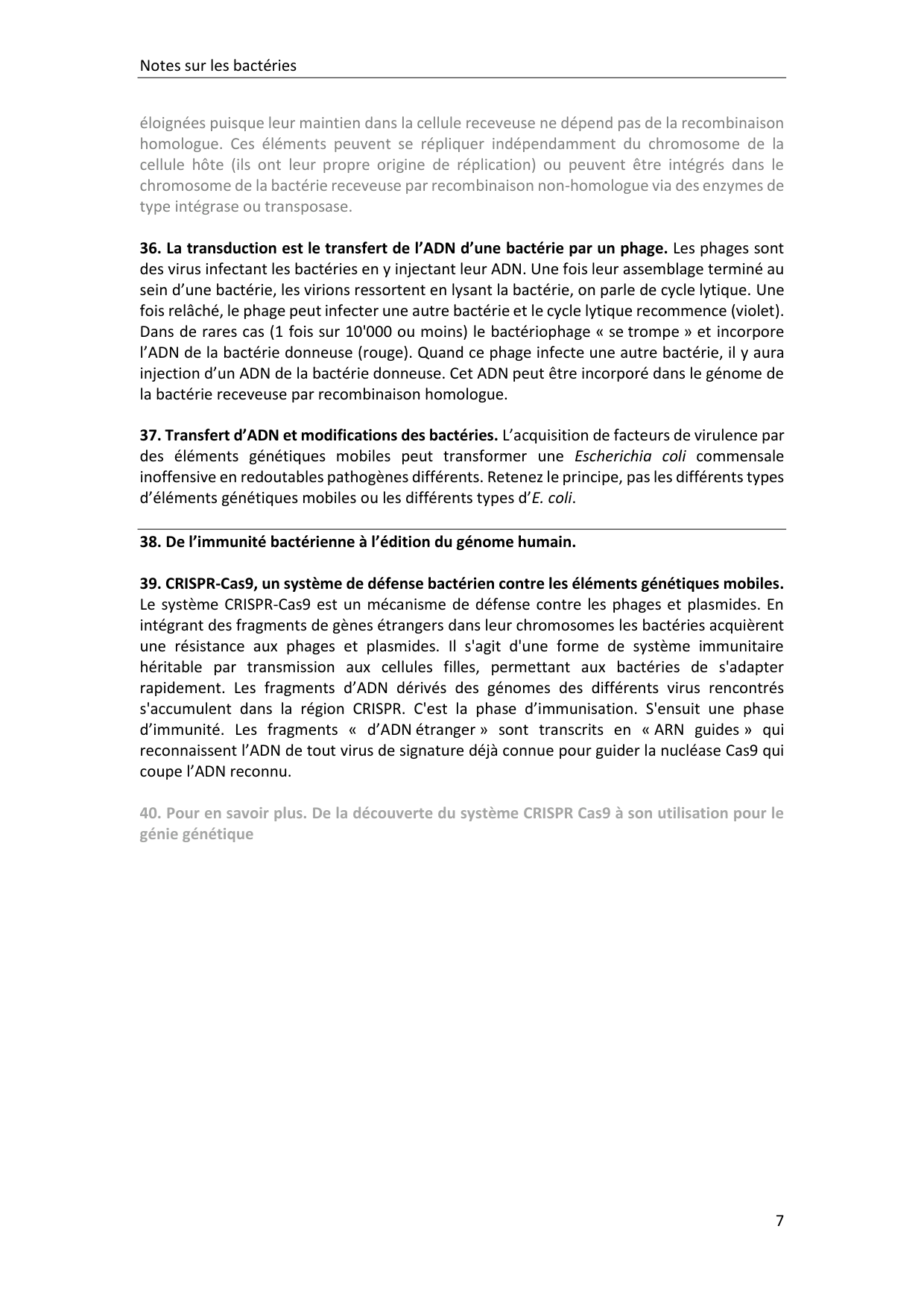 Les bactéries — notes page 7