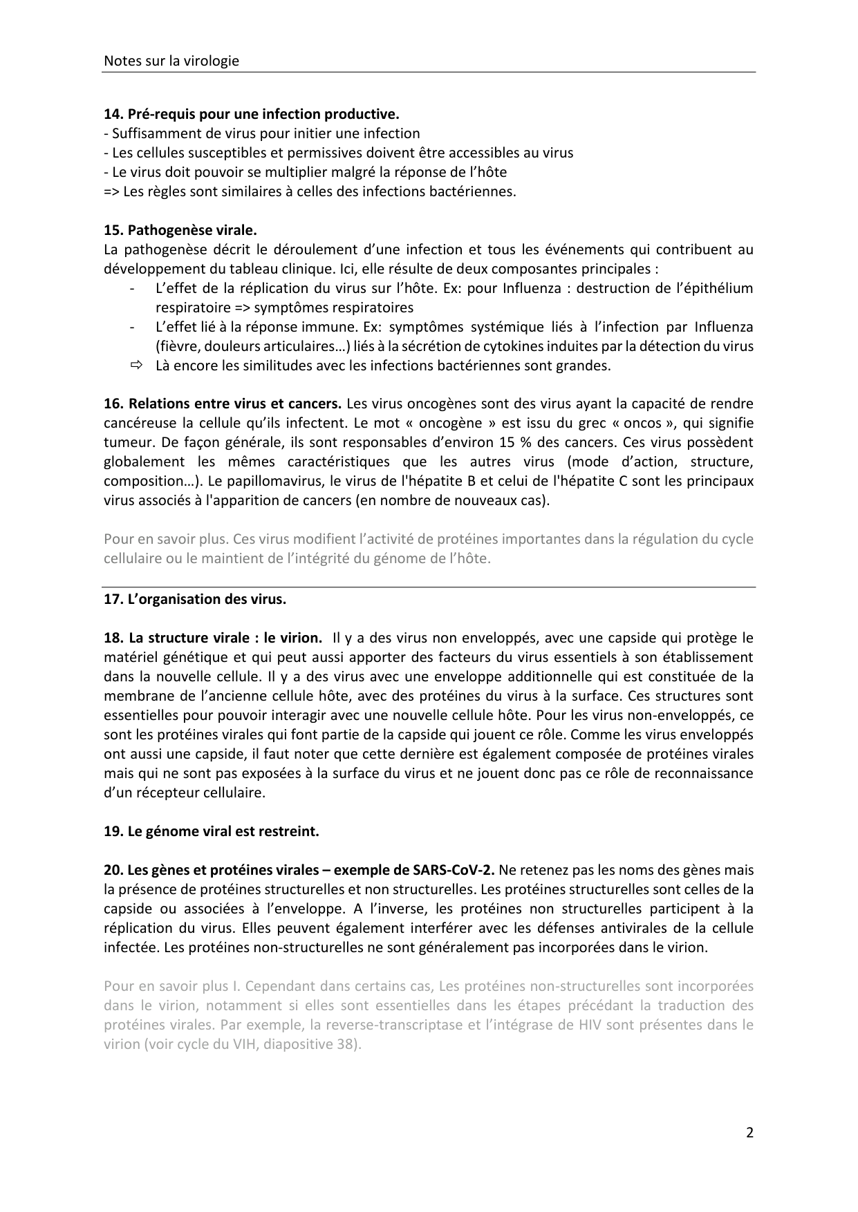 Les virus — notes page 2