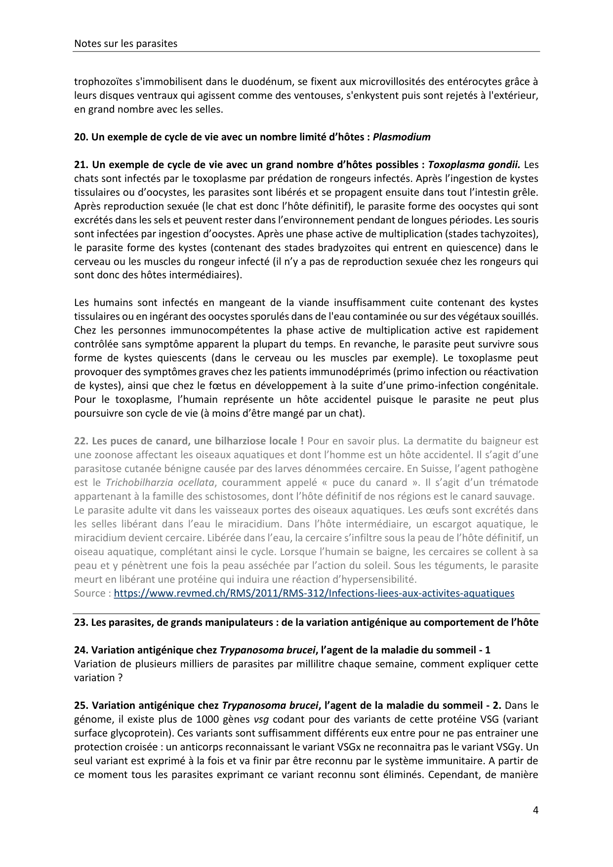 Les parasites — notes page 4