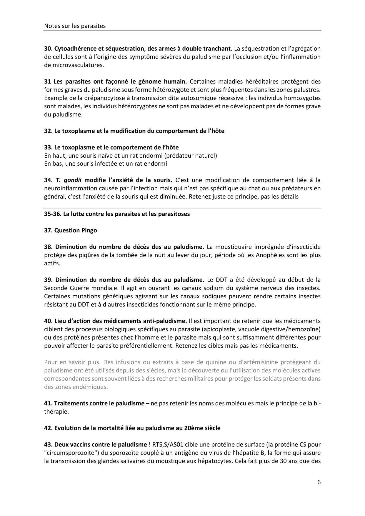 Les parasites — notes page 6