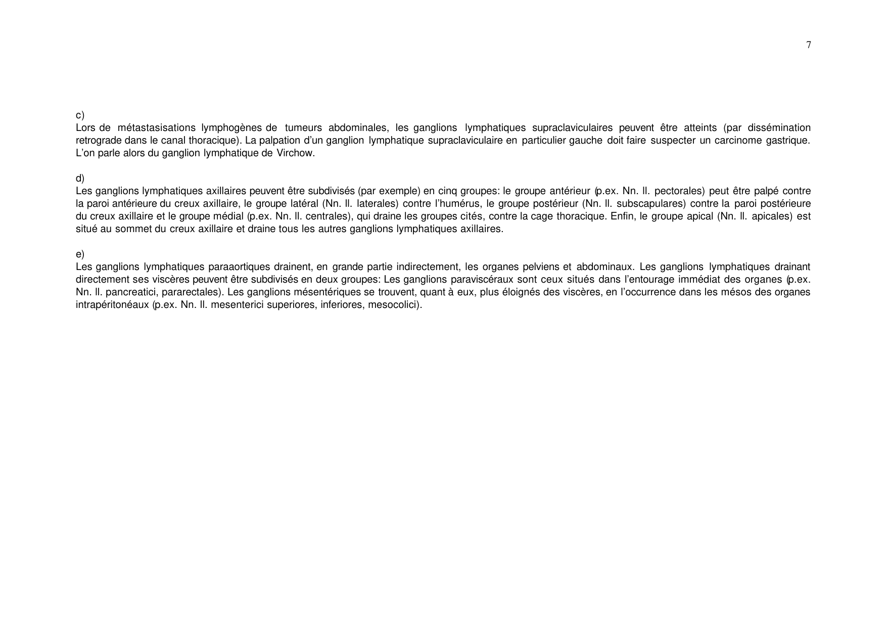 Tableau synoptique des ganglions lymphatiques page 3