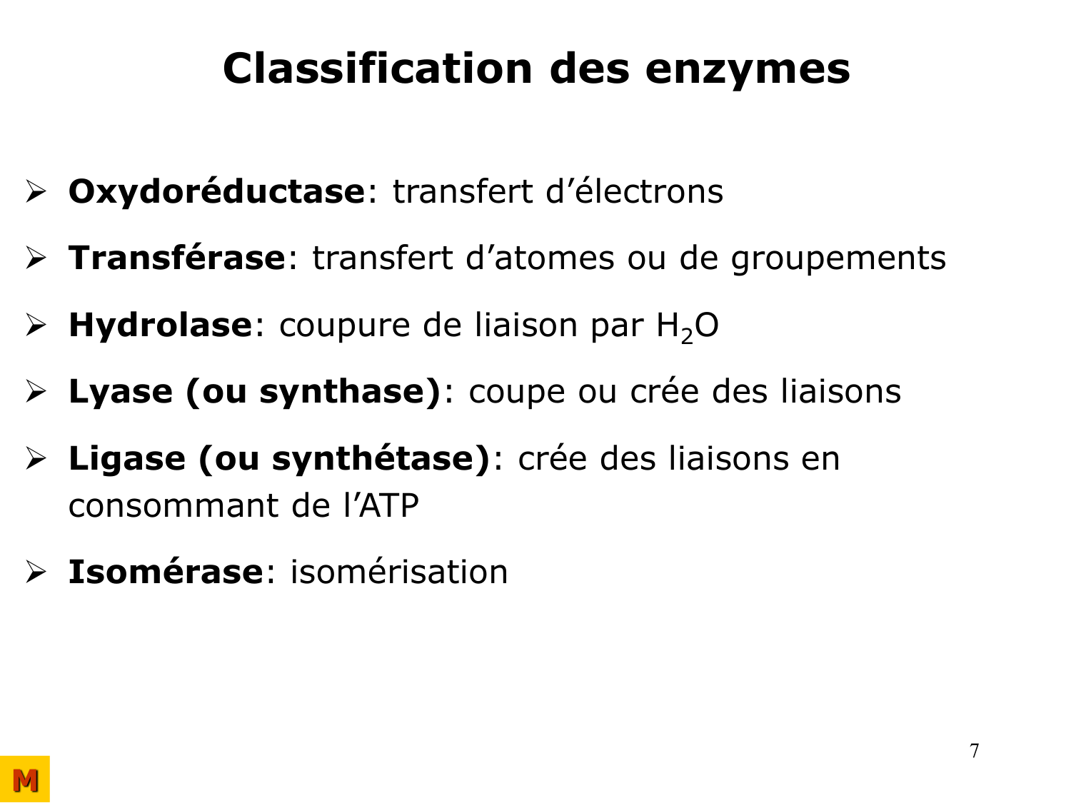 Enzymes I — réaction enzymatique page 7