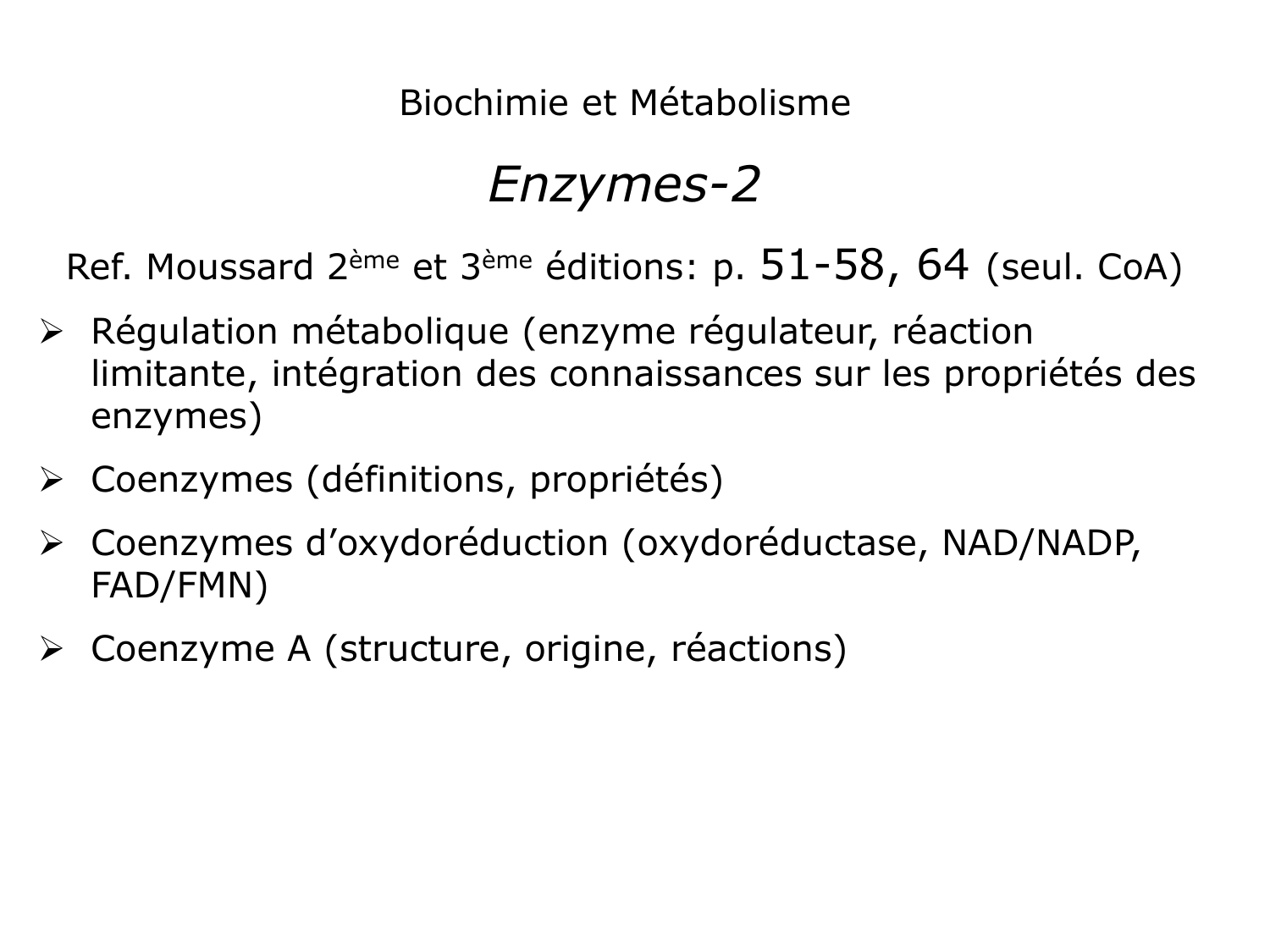 Enzymes II — régulation et coenzymes page 3
