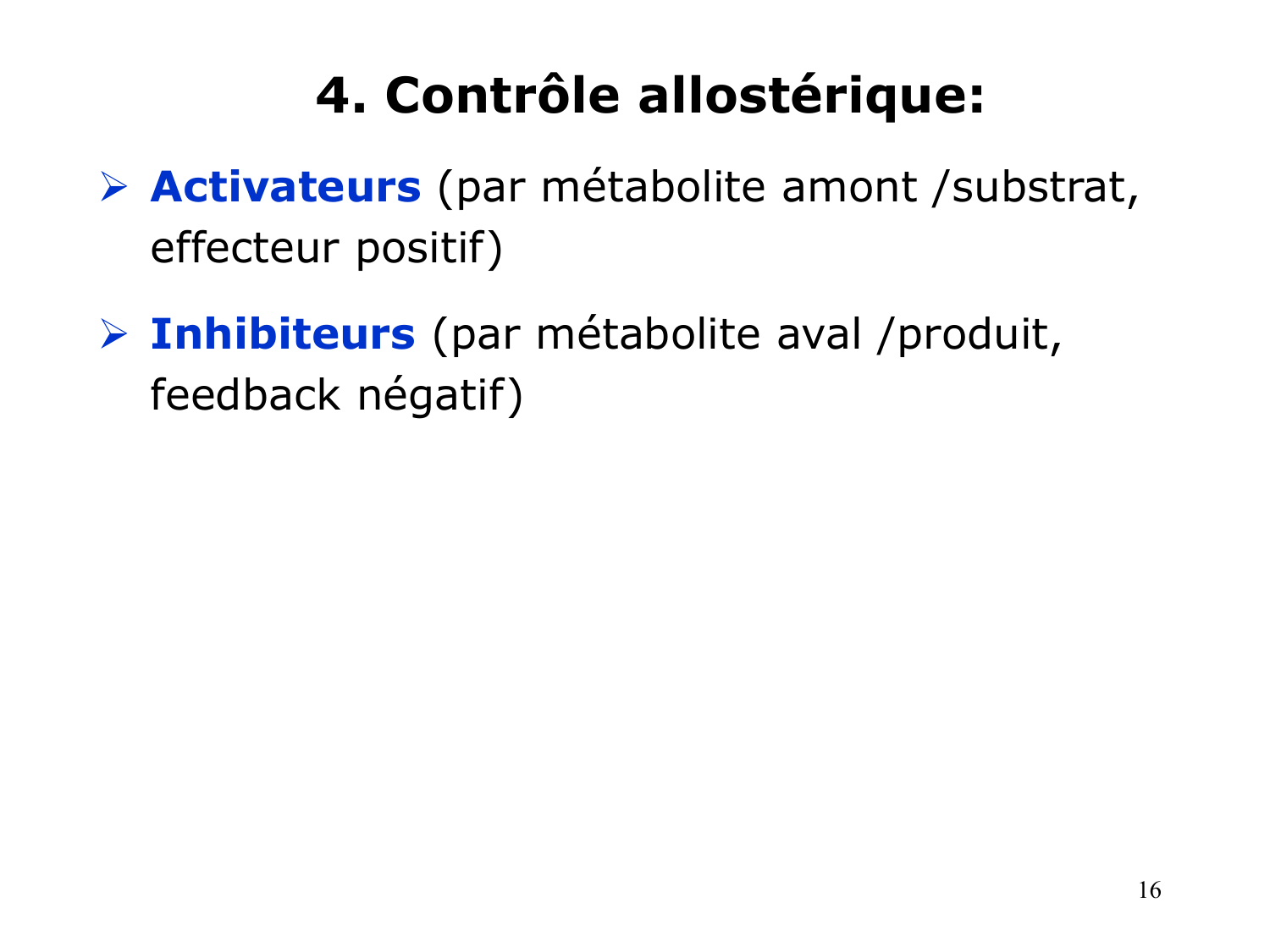 Enzymes II — régulation et coenzymes page 16
