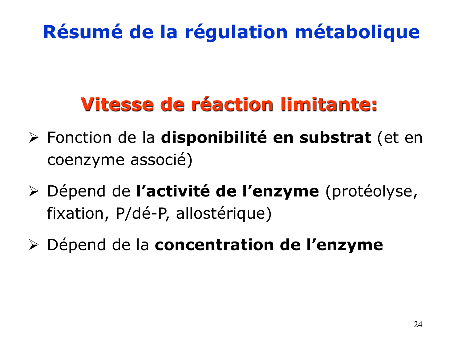Enzymes II — régulation et coenzymes page 24
