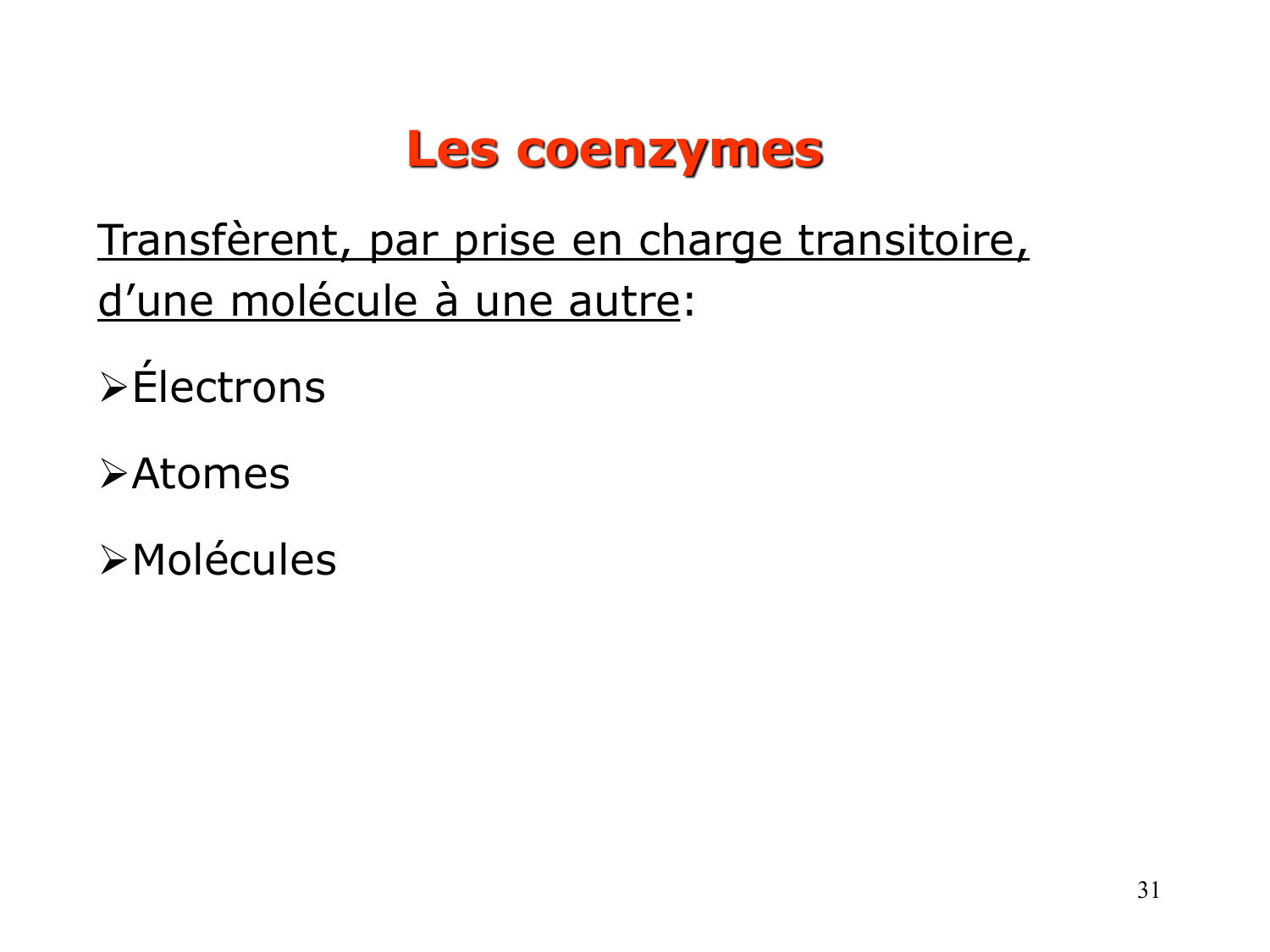 Enzymes II — régulation et coenzymes page 31
