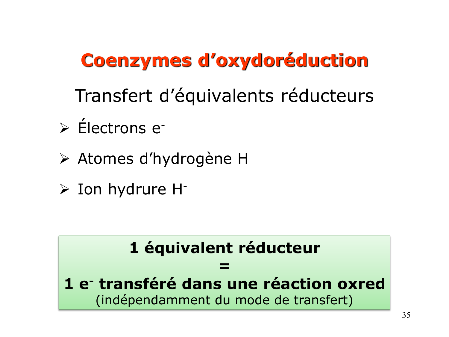 Enzymes II — régulation et coenzymes page 35
