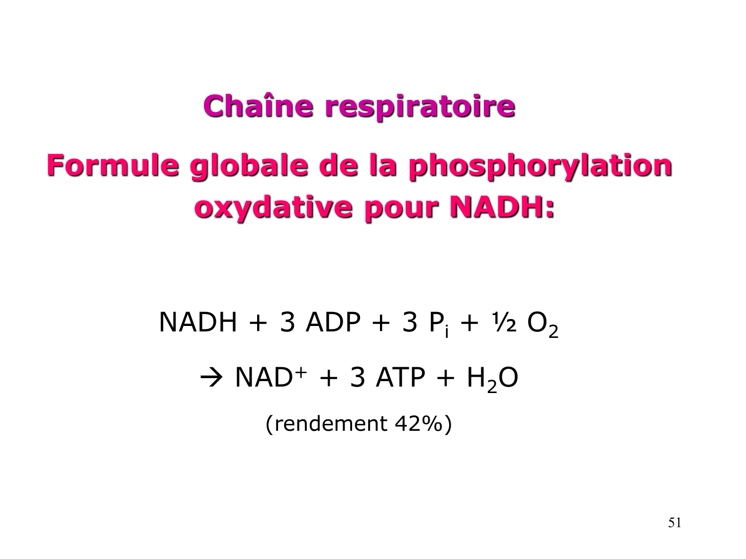 Cycle de l’acide citrique et chaîne respiratoire page 51