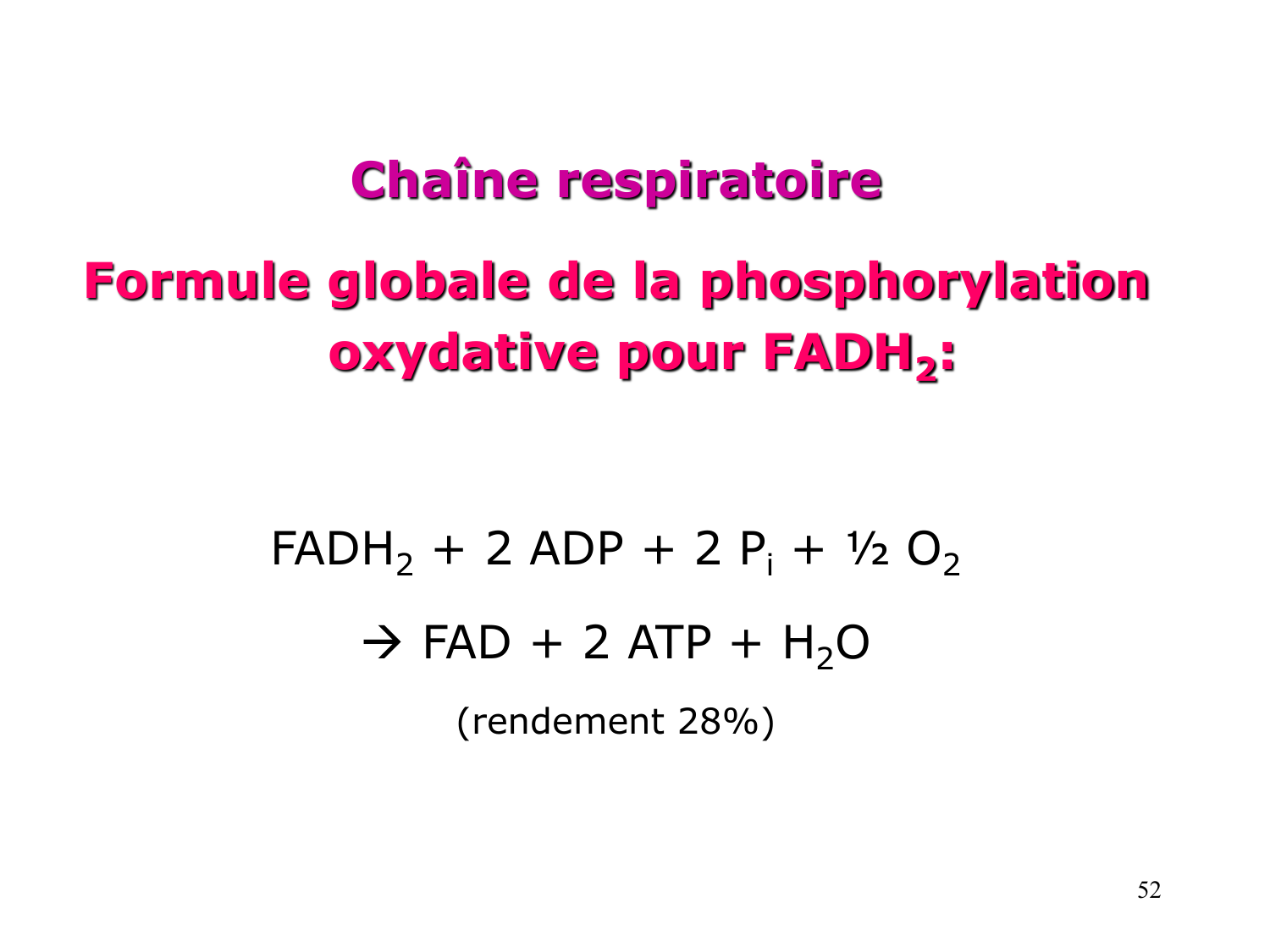Cycle de l’acide citrique et chaîne respiratoire page 52