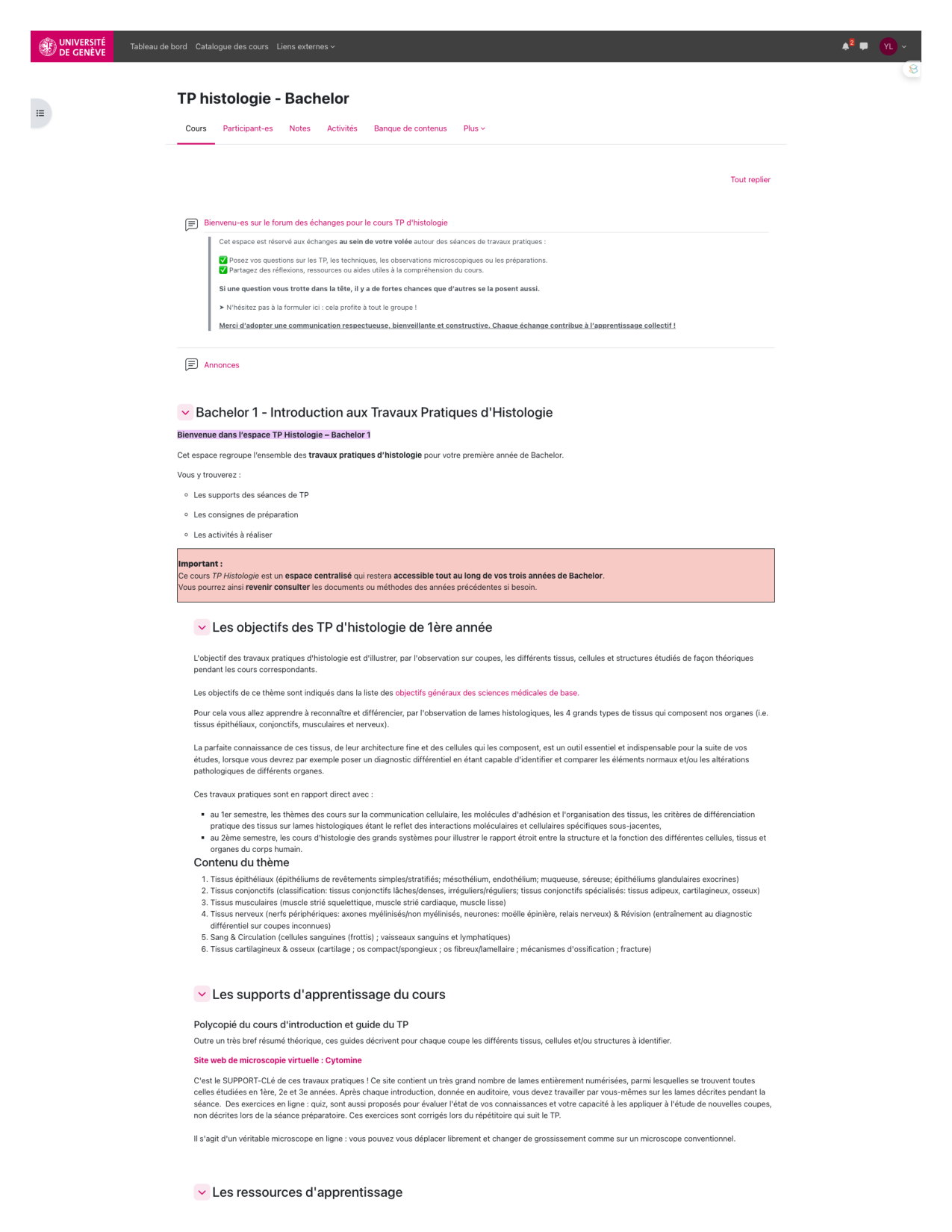 TP histologie — vue d’ensemble page 1