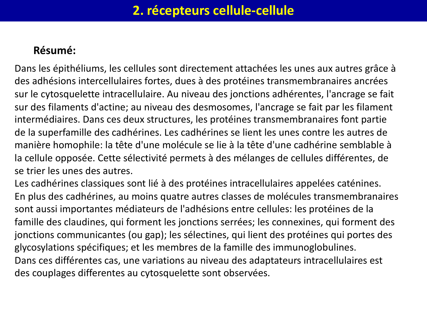 Molécules d’adhésion cellulaire page 53