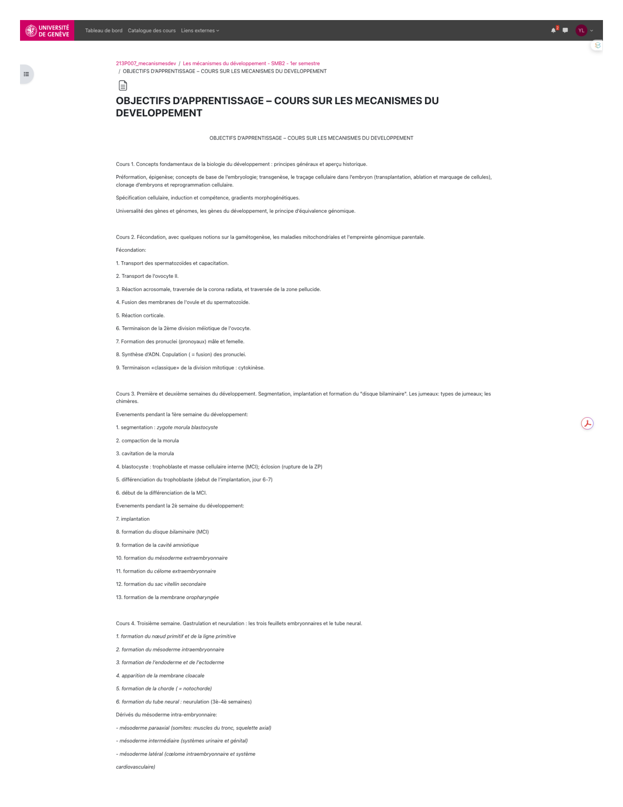 Développement — objectifs page 1