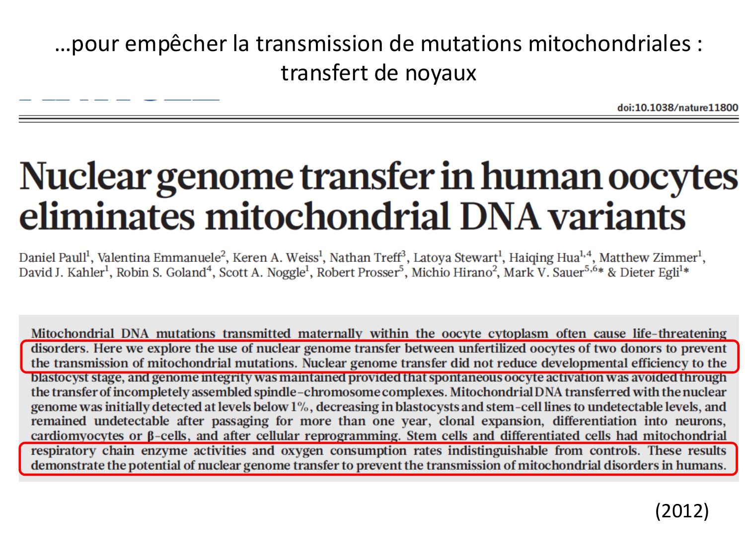 Fécondation et empreinte génomique page 58