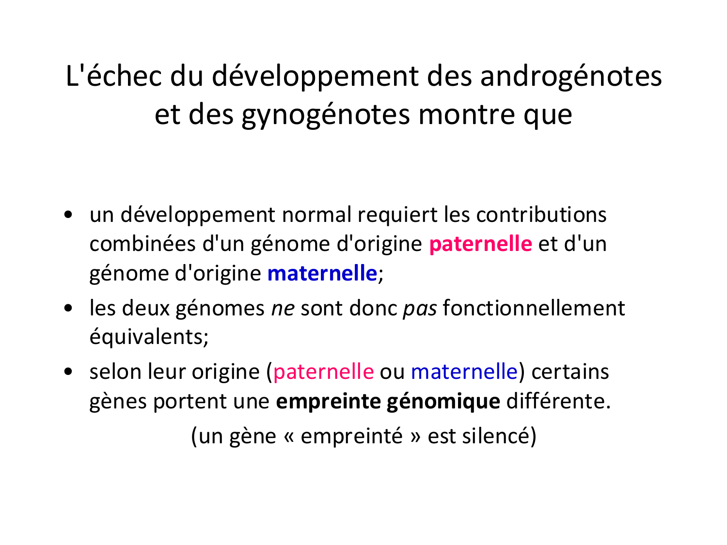 Fécondation et empreinte génomique page 68