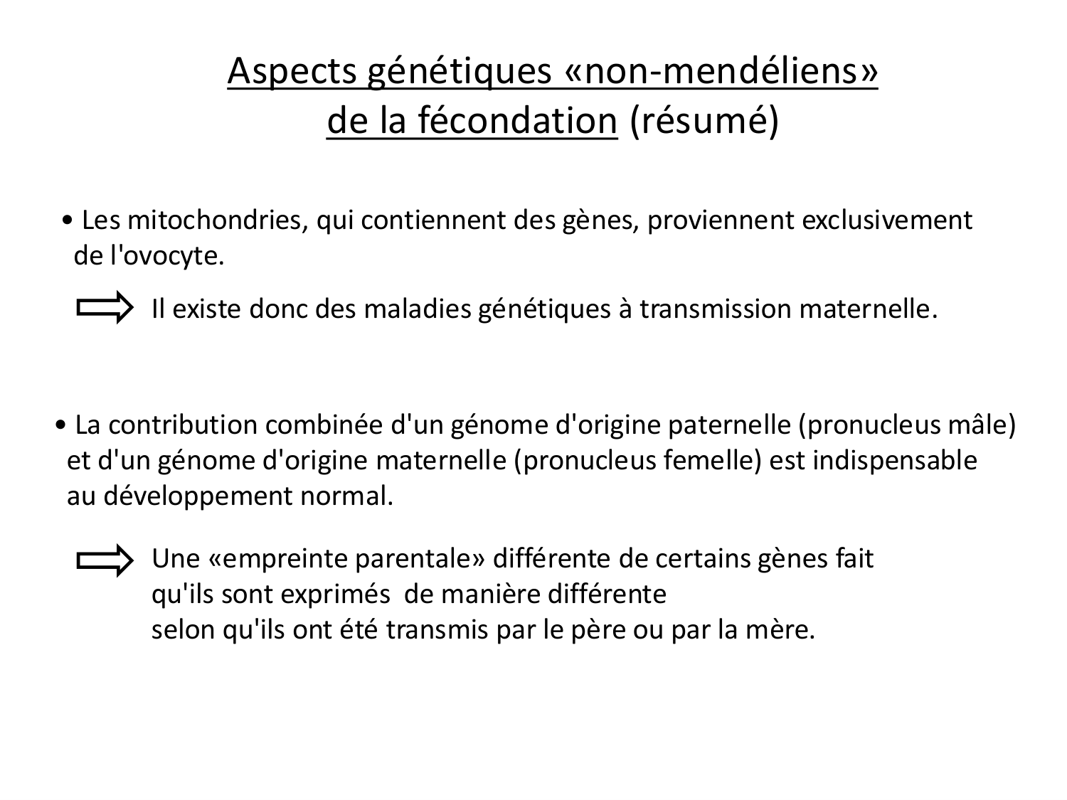 Fécondation et empreinte génomique page 84