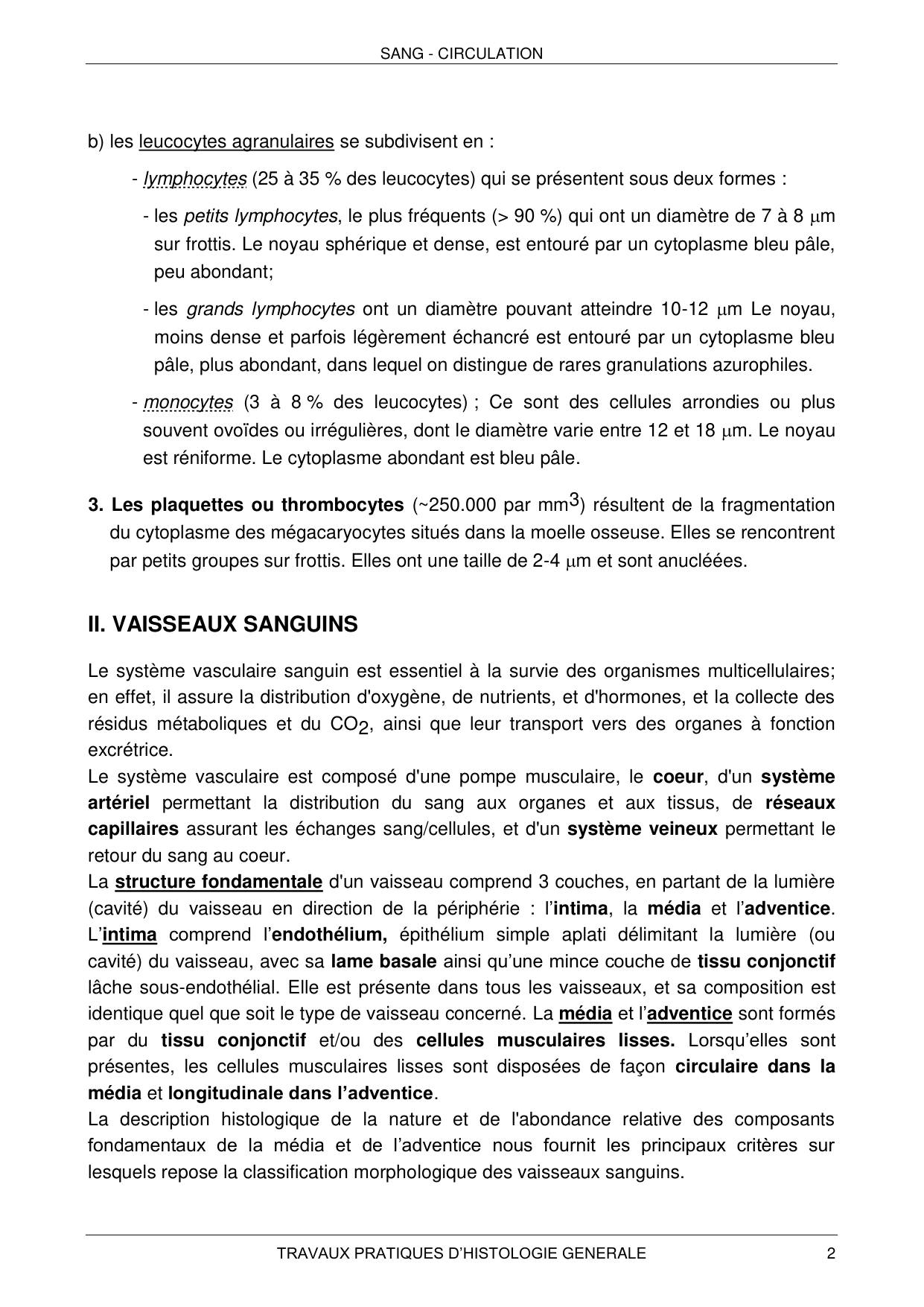 Histologie — sang et circulation page 2