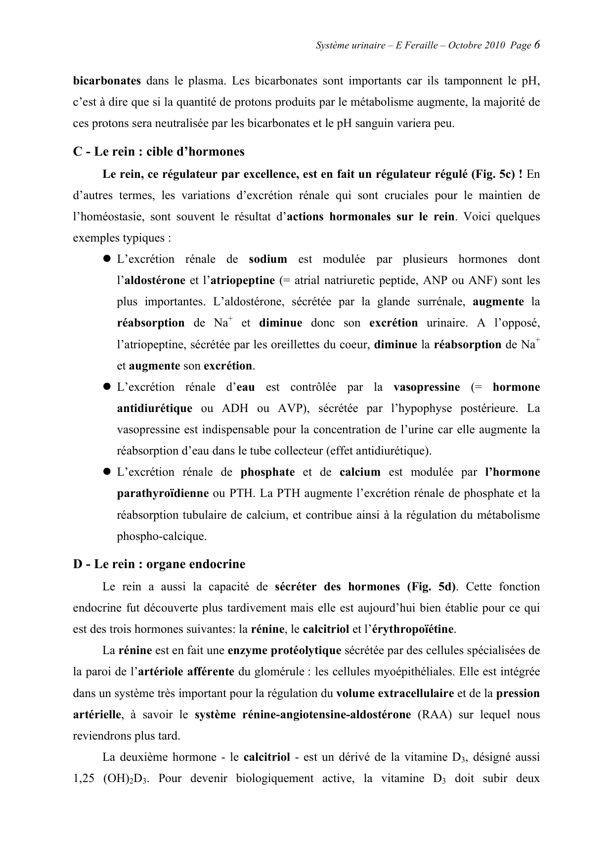 Système urinaire — ancien polycopié page 6
