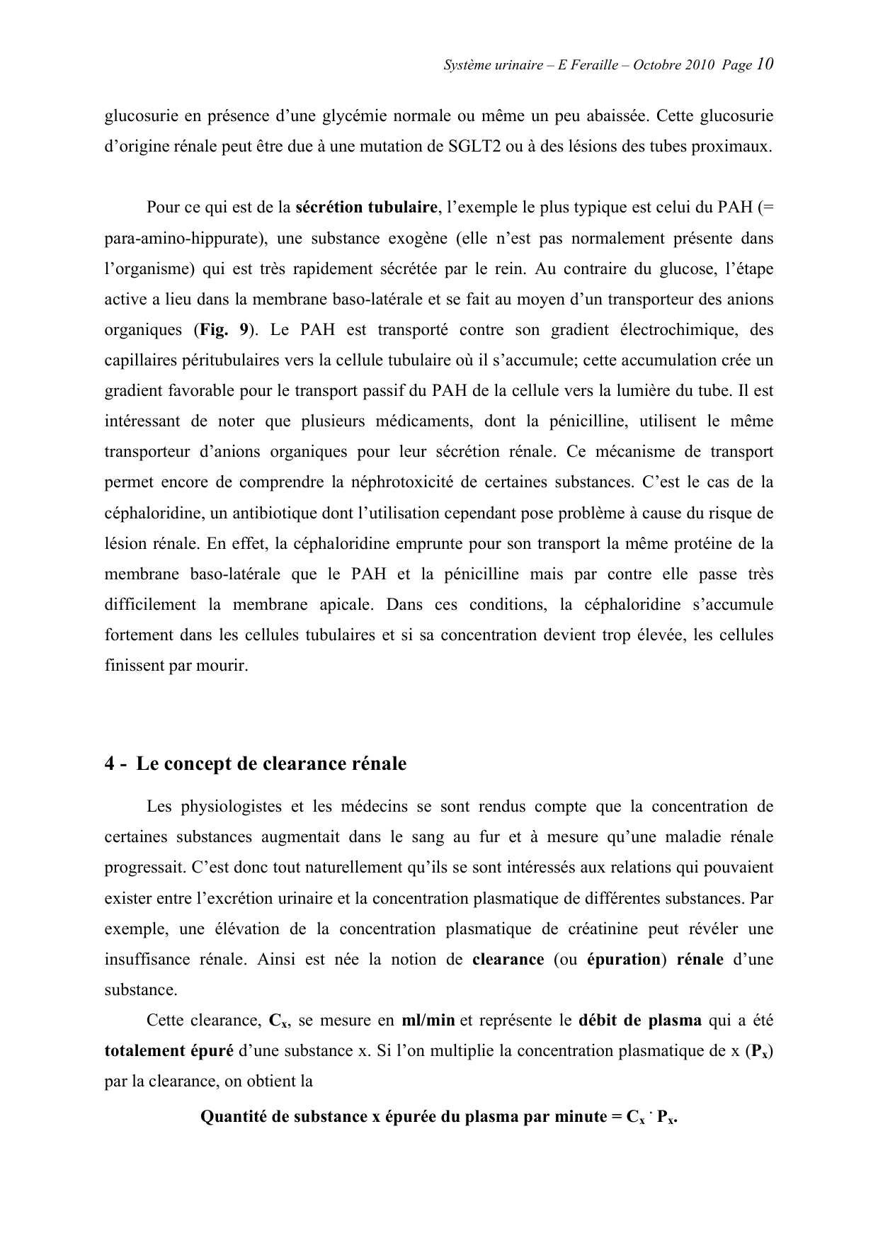 Système urinaire — ancien polycopié page 10