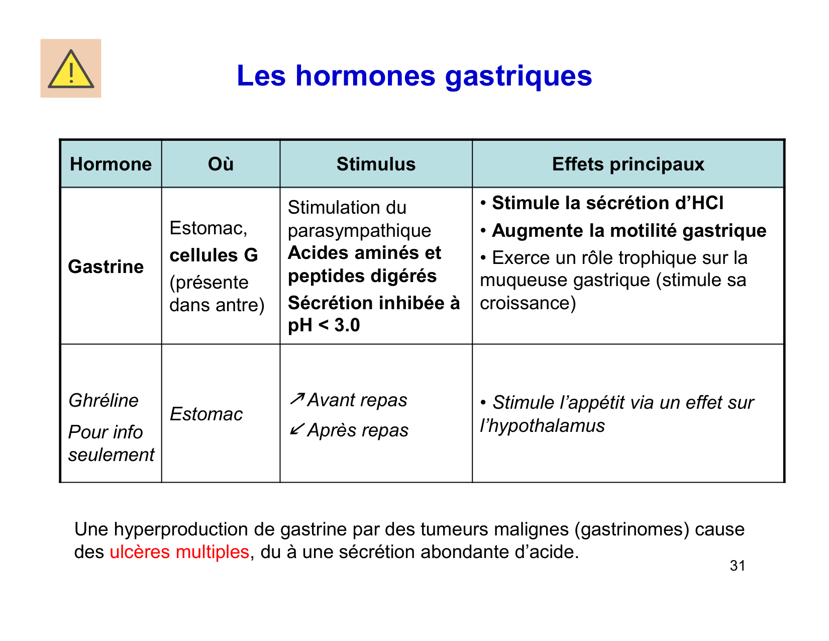 Digestion d’un repas page 31