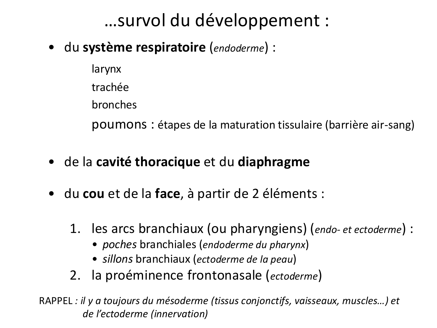 FACE, Arcs branchiaux, Diaphragme Système respiratoire 2026 page 2