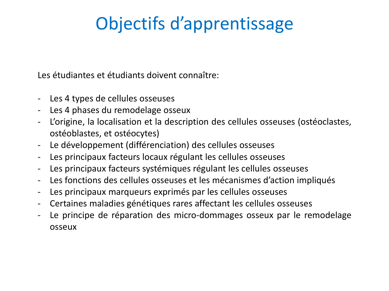 Métabolisme osseux — objectifs page 1