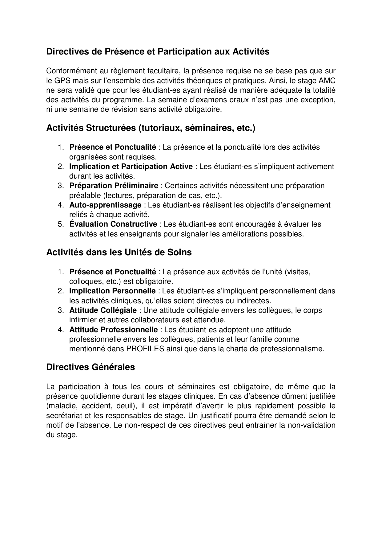 Directives de Présence et Participation aux Activités Années Master DEF page 1