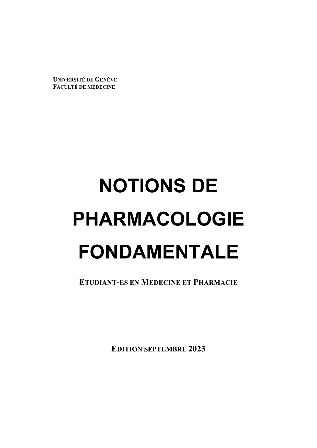 Polycopié Pharmacologie Schaad mars 2024 page 1