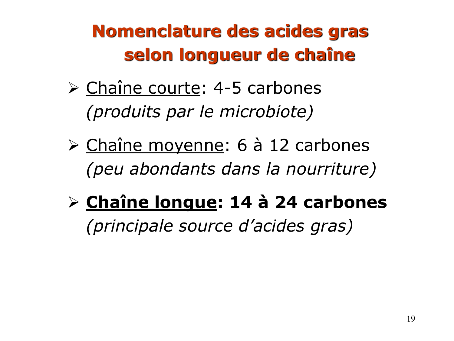 1. Introduction au métabolisme lipidique page 19