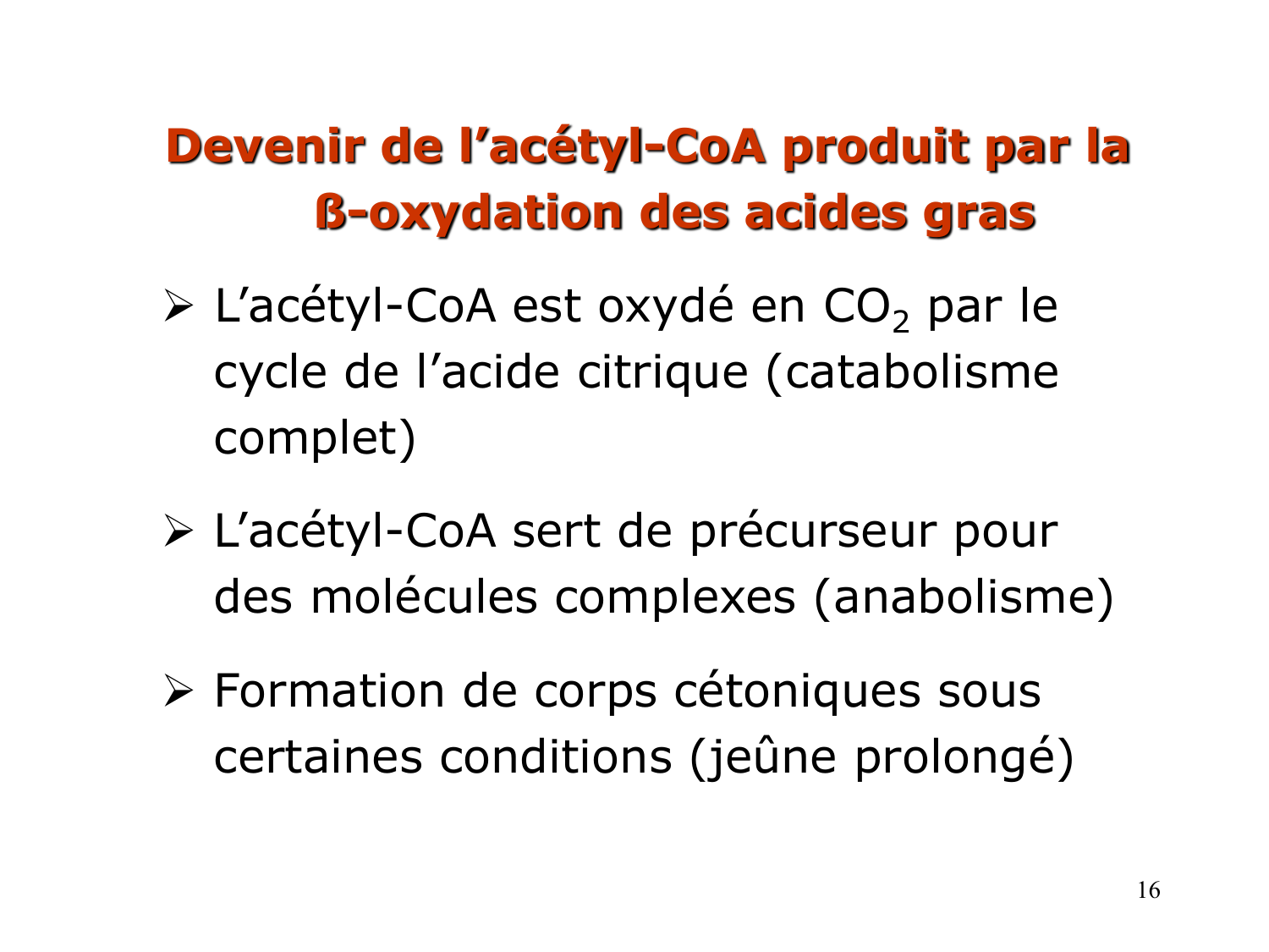 2. Métabolisme des acides gras page 16