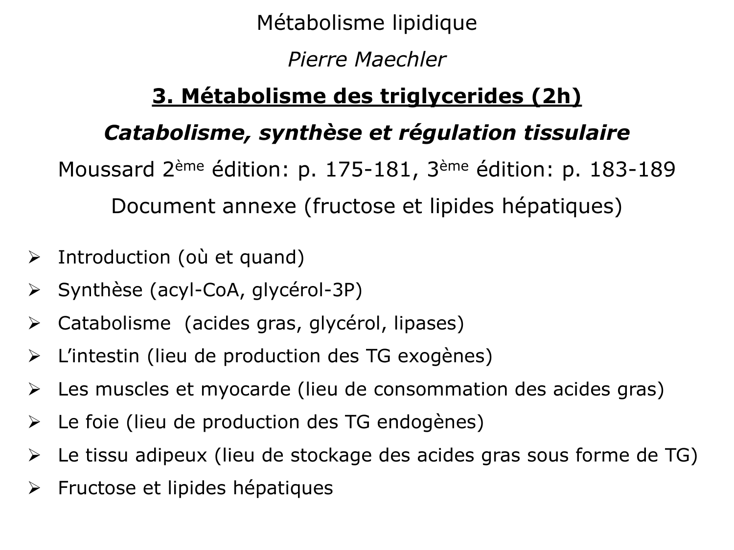 3. Métabolisme des triglycérides page 2