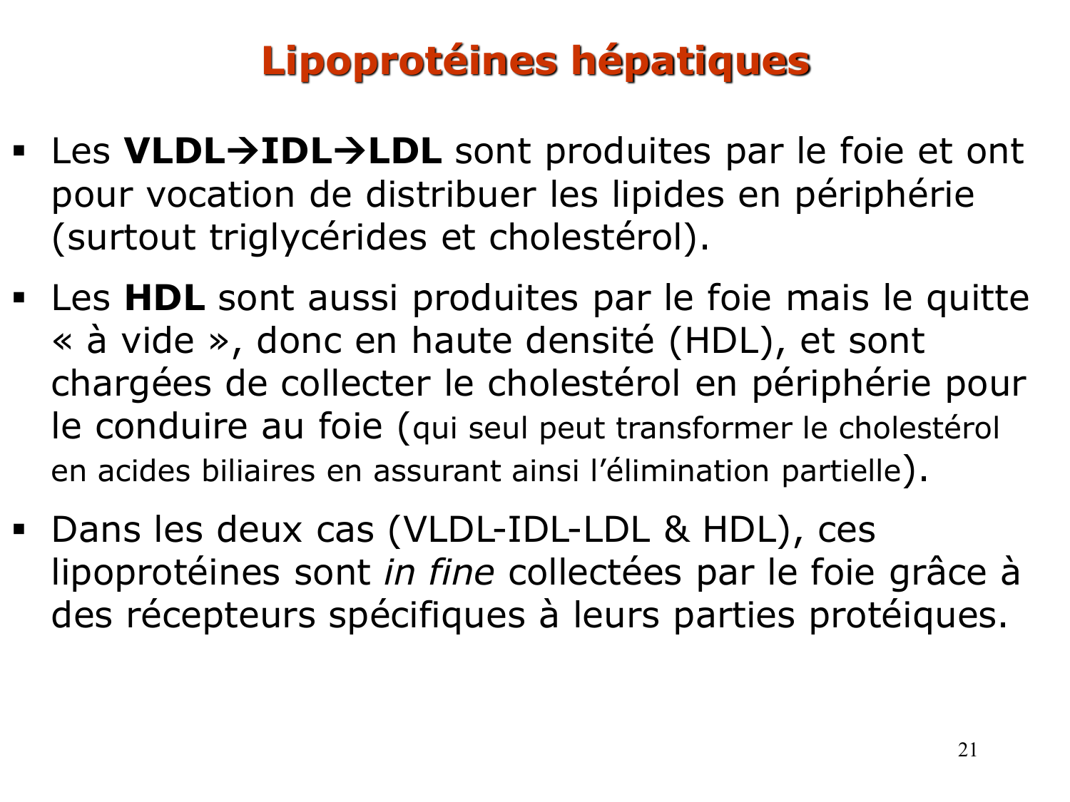 3. Métabolisme des triglycérides page 21