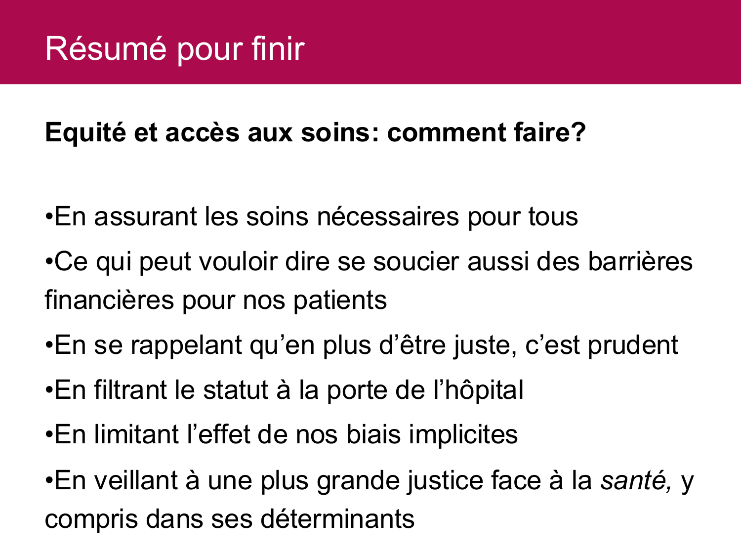 Equité et accès aux soins page 67