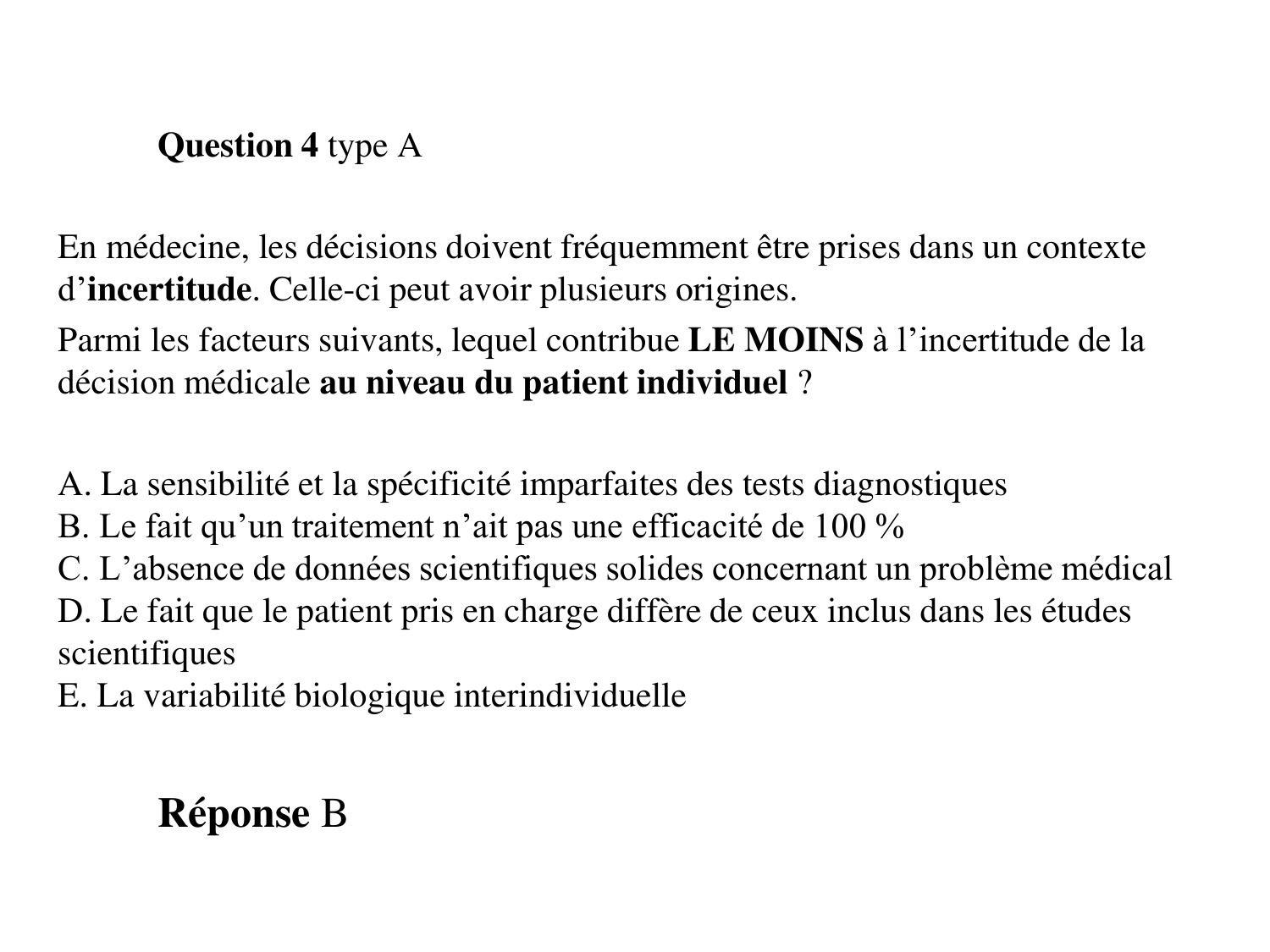 La décision médicale synthèse 2025 qcm avec réponses eh page 62