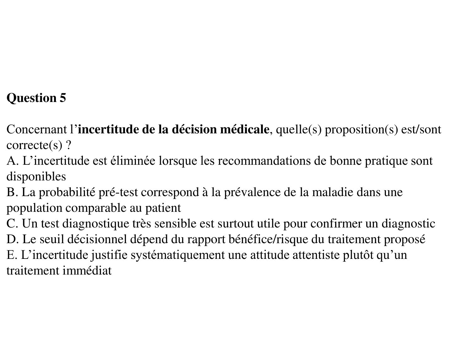 La décision médicale synthèse 2025 qcm avec réponses eh page 63